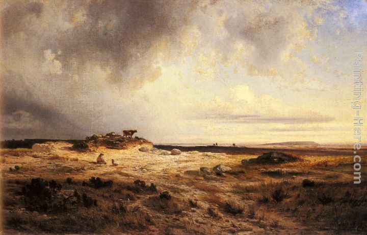 An Extensive Landscape with a Stormy Sky painting - Georges Michel An Extensive Landscape with a Stormy Sky art painting